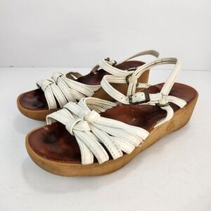 Get There by Famolare Women's Casual Strappy ‎ White Platform Sandals Size 5